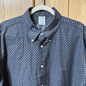 Brooks Brothers Men's XL REGENT XL Non Iron Button Down Paisley Shirt Blue EUC